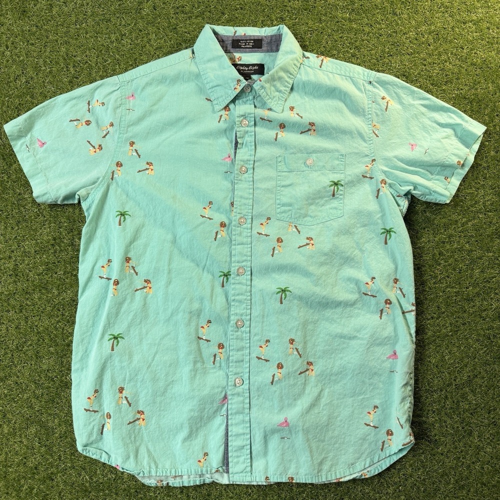 Eighty Eight Brand Platinum Shirt Mens Size M Bikini Skate Board Button Down